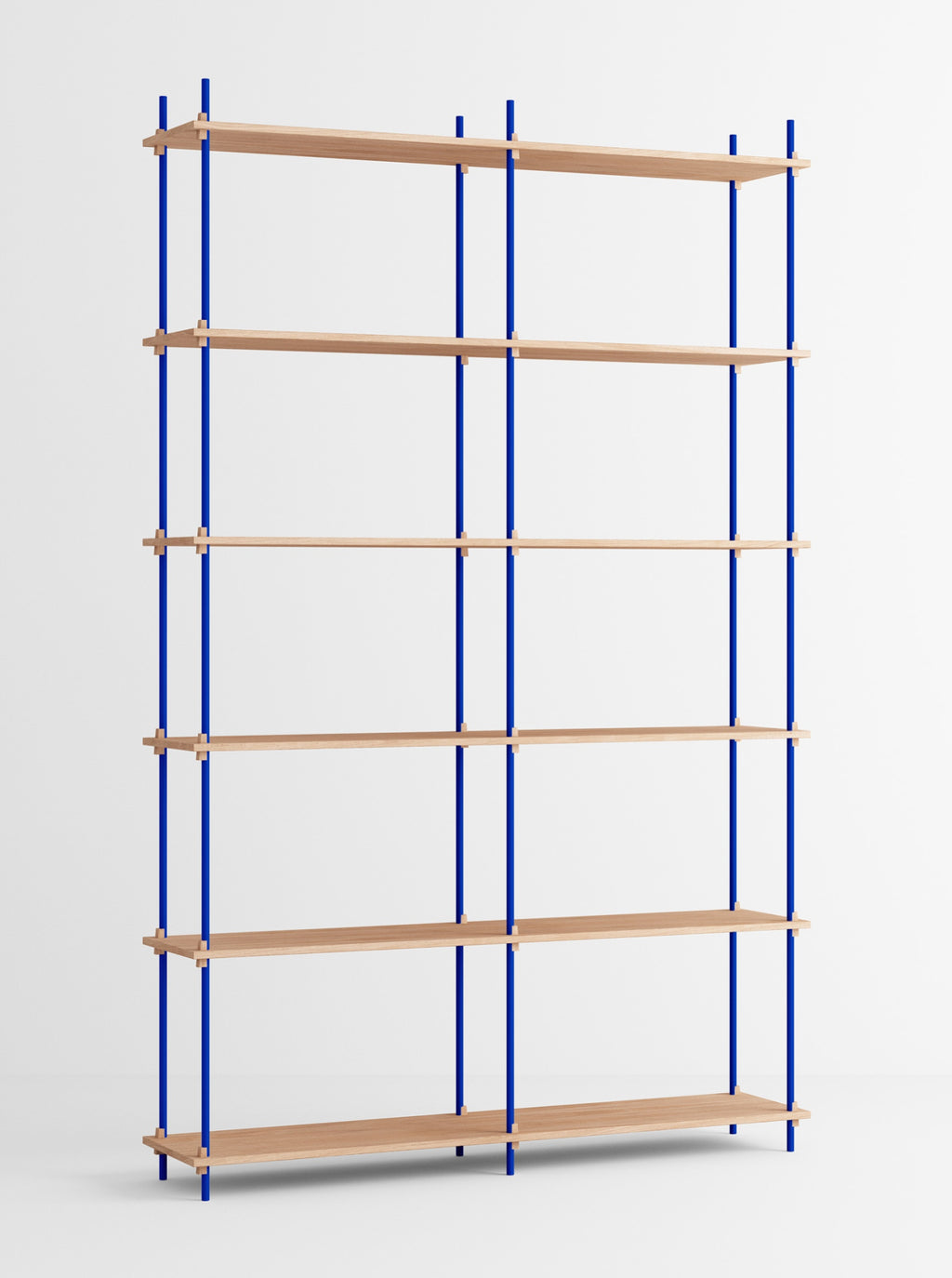 Customizable Moebe Shelving System in Oak & Deep Blue - Versatile Design