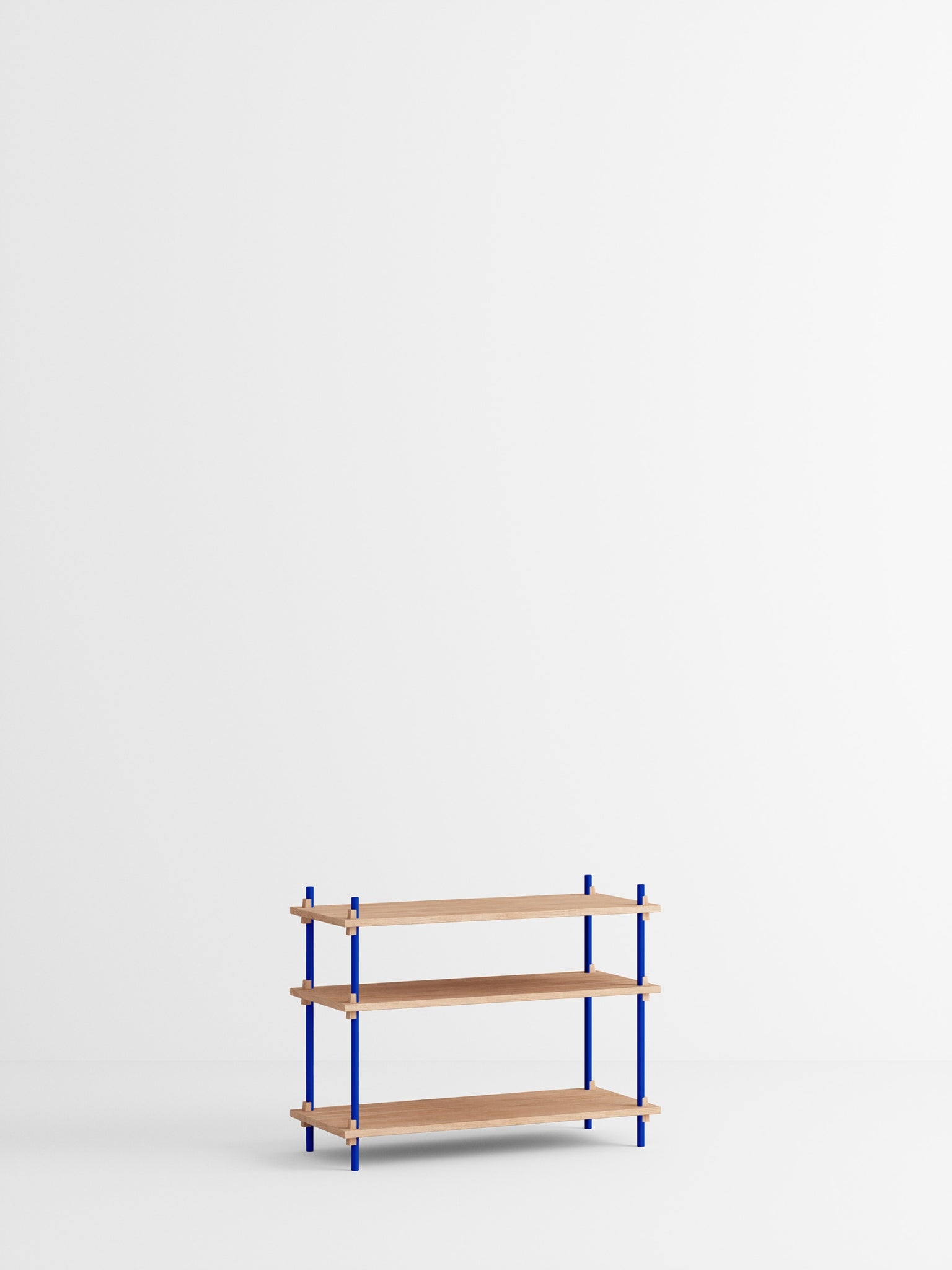 Customizable Moebe Shelving System in Oak & Deep Blue - Versatile Design