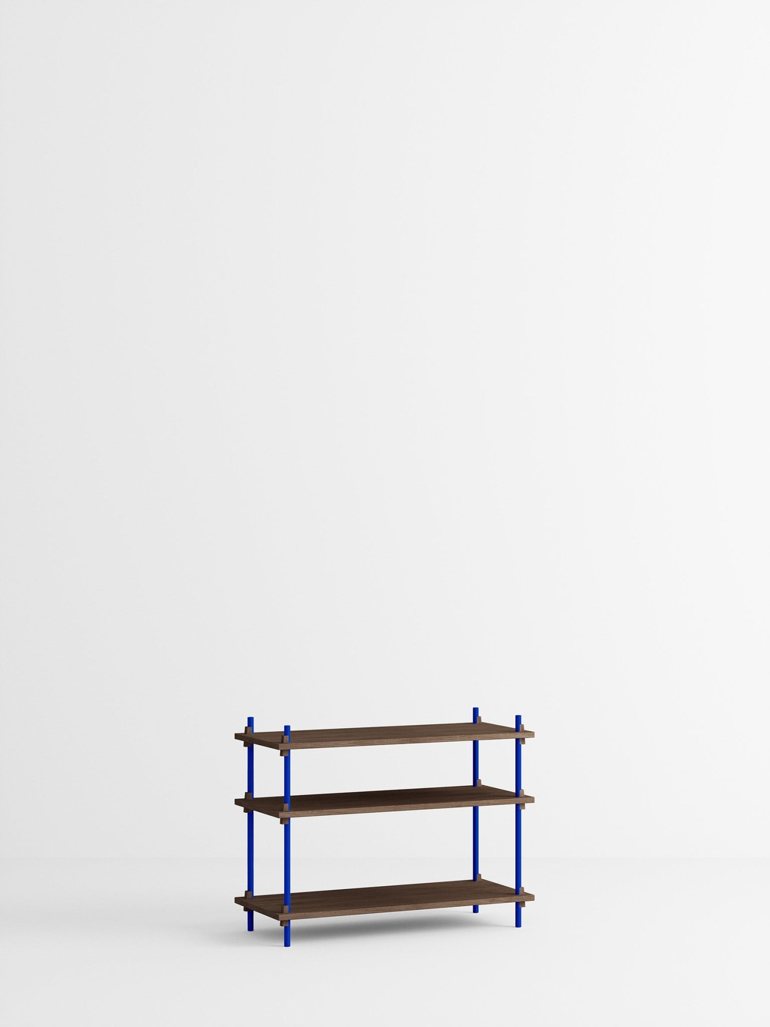 Customizable Moebe Shelving System in Smoked Oak & Deep Blue - 65cm High