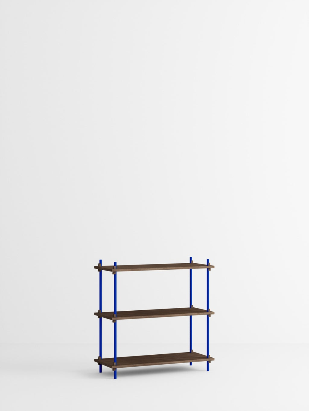 Customizable Moebe Shelving System in Smoked Oak & Deep Blue - 85cm High