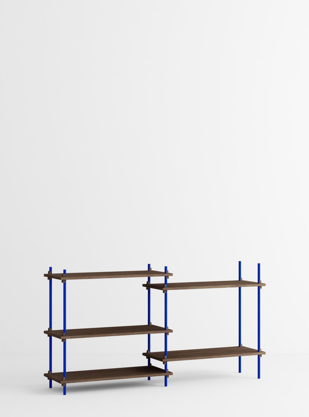 Customizable Moebe Shelving System in Smoked Oak & Deep Blue - 85cm High