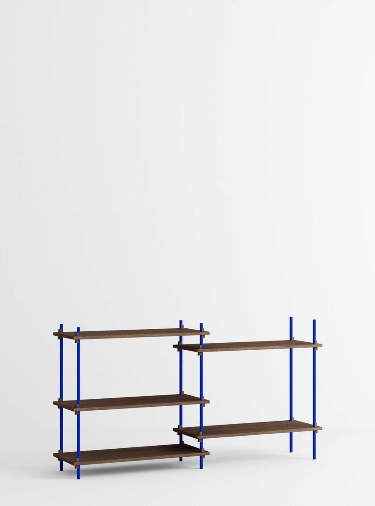 Customizable Moebe Shelving System in Smoked Oak & Deep Blue - 85cm High