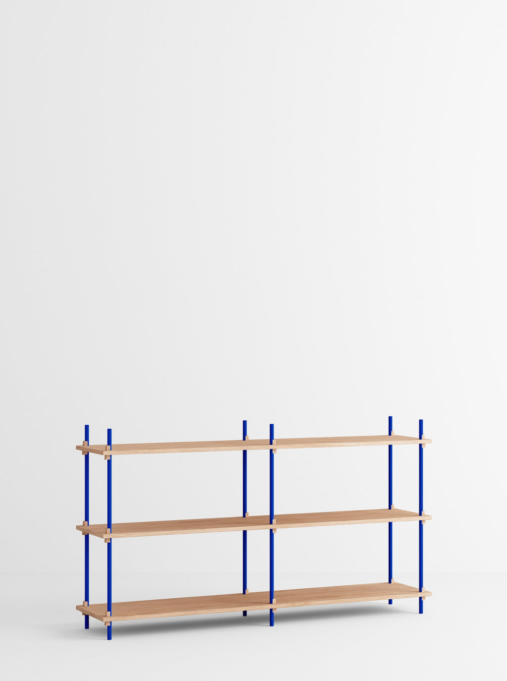 Customizable Moebe Shelving System in Oak & Deep Blue - Versatile Design