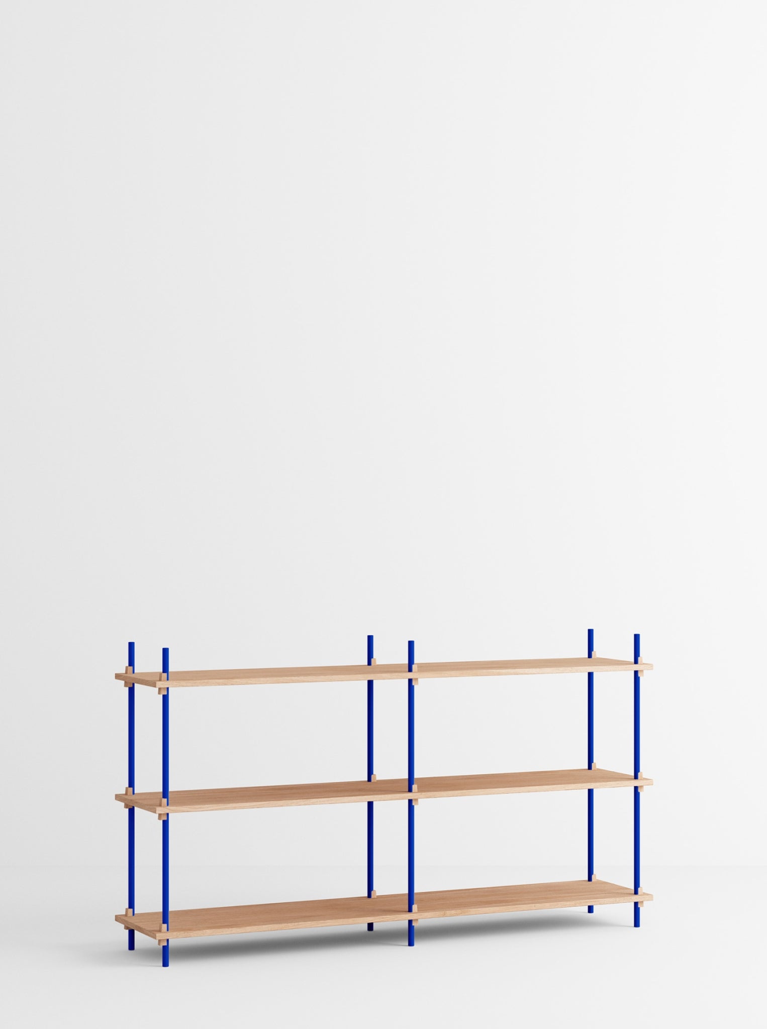 Customizable Moebe Shelving System in Oak & Deep Blue - Versatile Design
