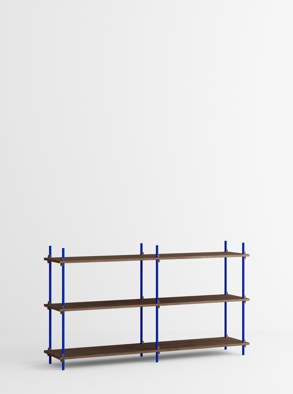 Customizable Moebe Shelving System in Smoked Oak & Deep Blue - 85cm High