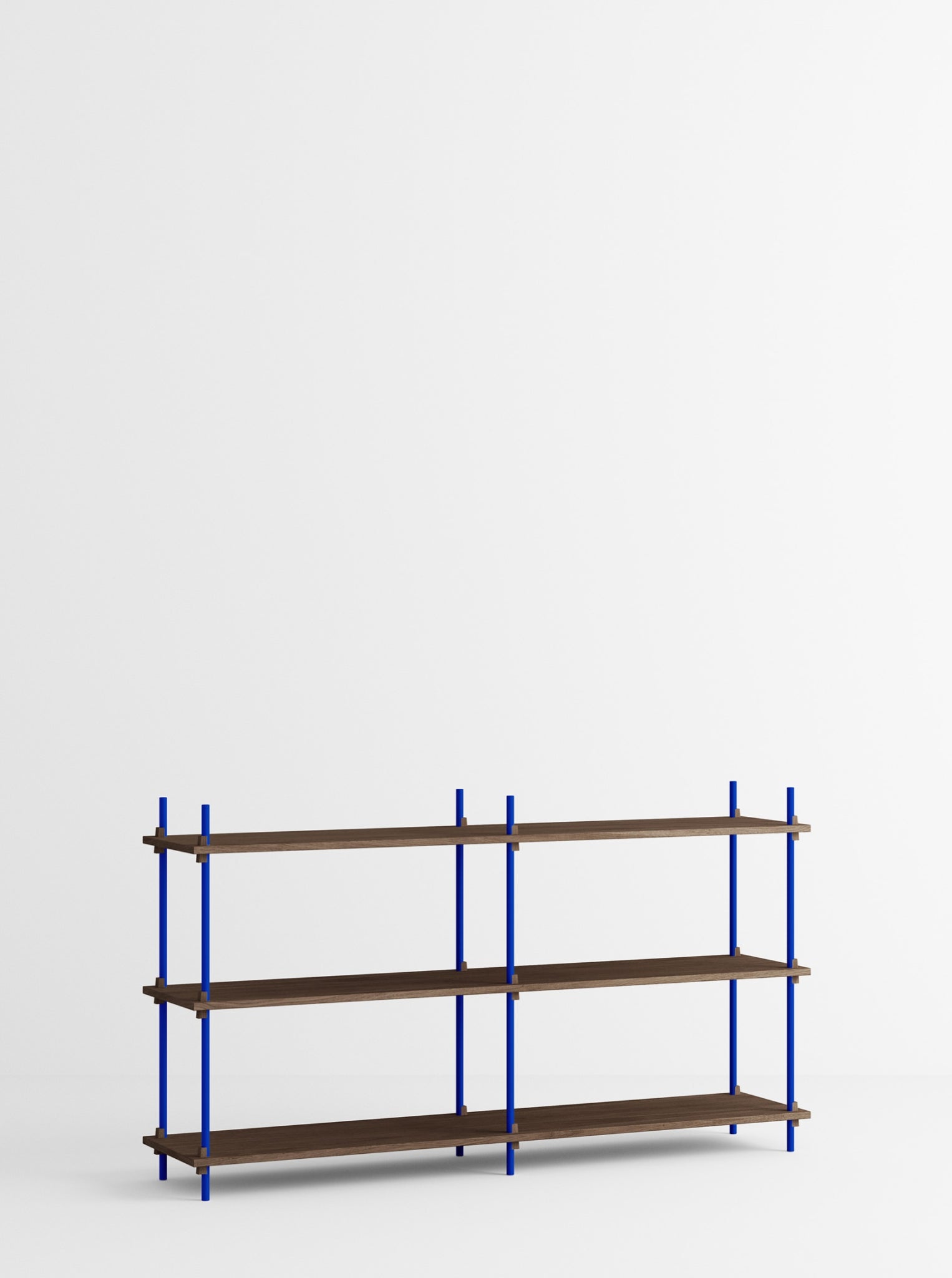 Customizable Moebe Shelving System in Smoked Oak & Deep Blue - 85cm High