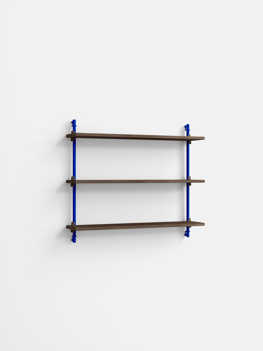 Smoked Oak & Deep Blue Wall Shelving - Adjustable Moebe WS.65.1 Unit