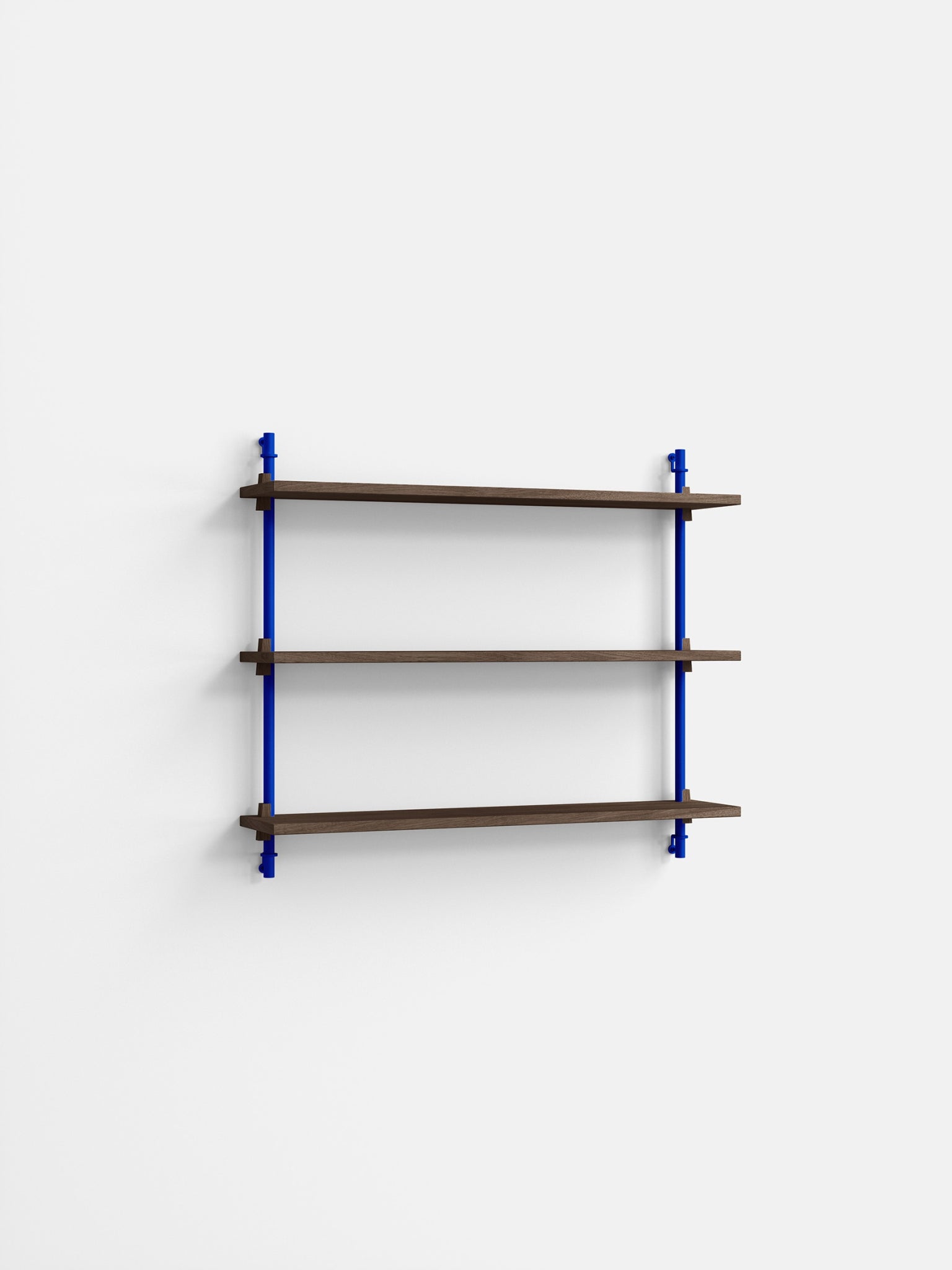 Smoked Oak & Deep Blue Wall Shelving - Adjustable Moebe WS.65.1 Unit
