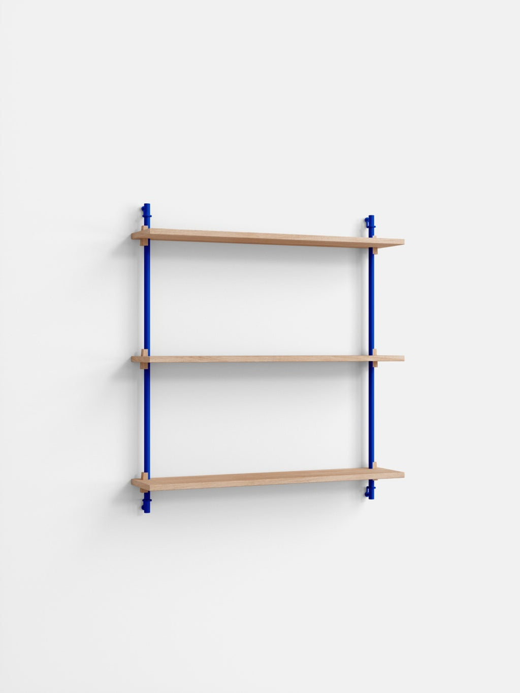 Moebe Wall Shelving WS.85.1: Customizable Oak & Deep Blue Shelf