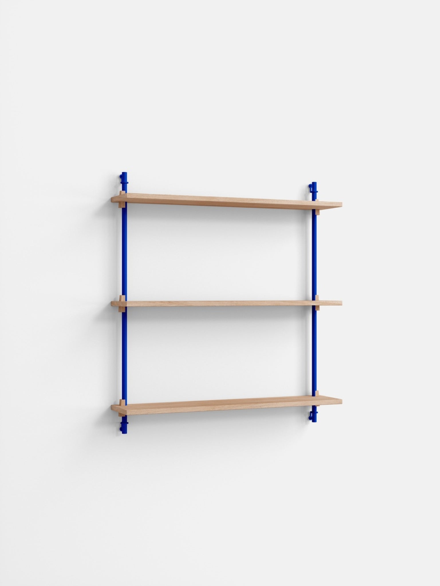 Moebe Wall Shelving WS.85.1: Customizable Oak & Deep Blue Shelf