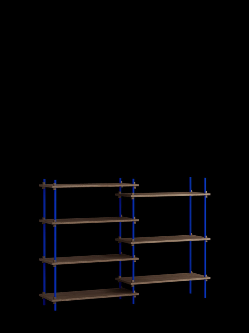 Customizable Moebe Shelving System in Smoked Oak & Deep Blue - 115cm High