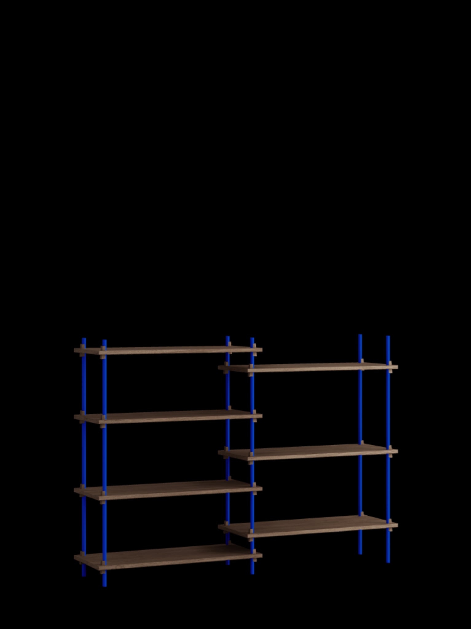 Customizable Moebe Shelving System in Smoked Oak & Deep Blue - 115cm High