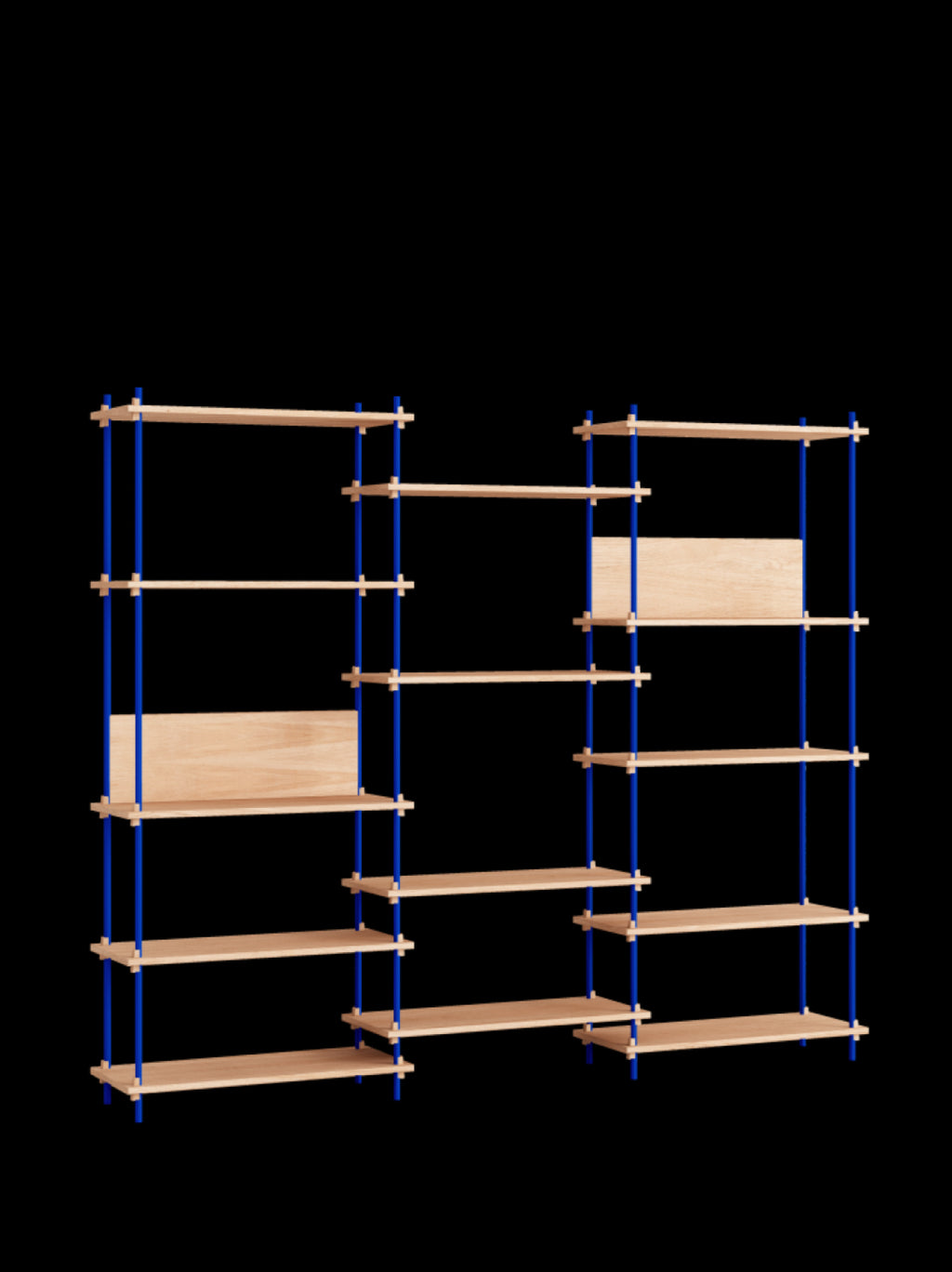 Customizable Moebe Shelving System in Oak & Deep Blue - 240x200 cm