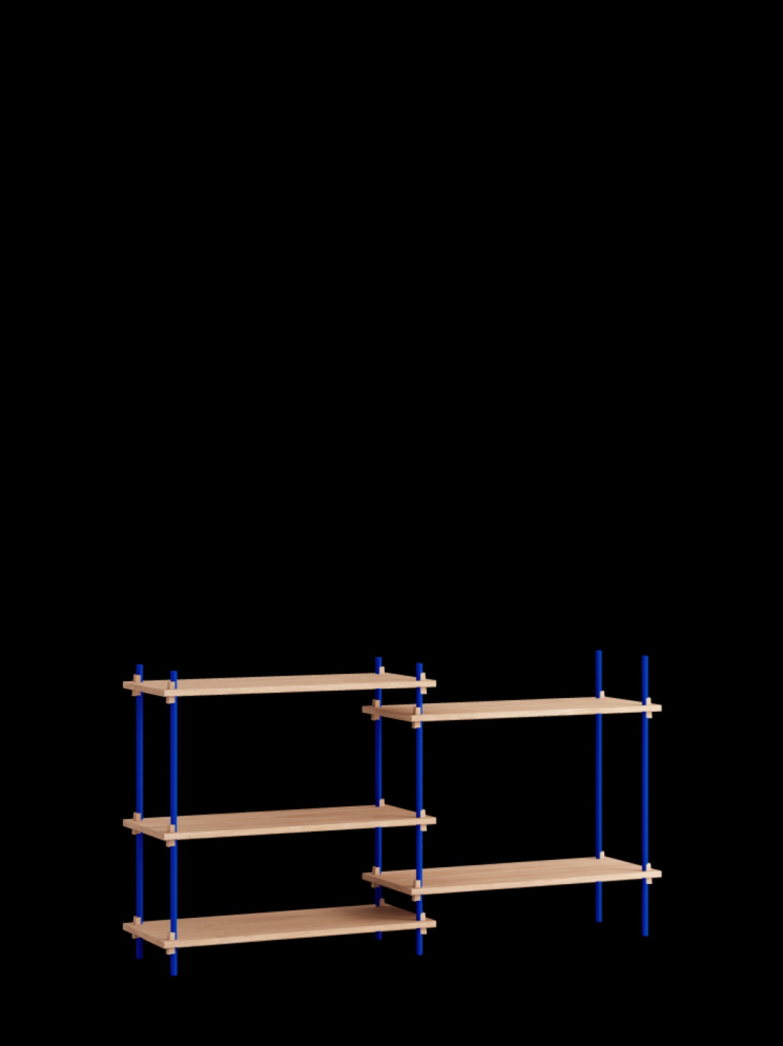 Customizable Moebe Shelving System in Oak & Deep Blue - Versatile Design
