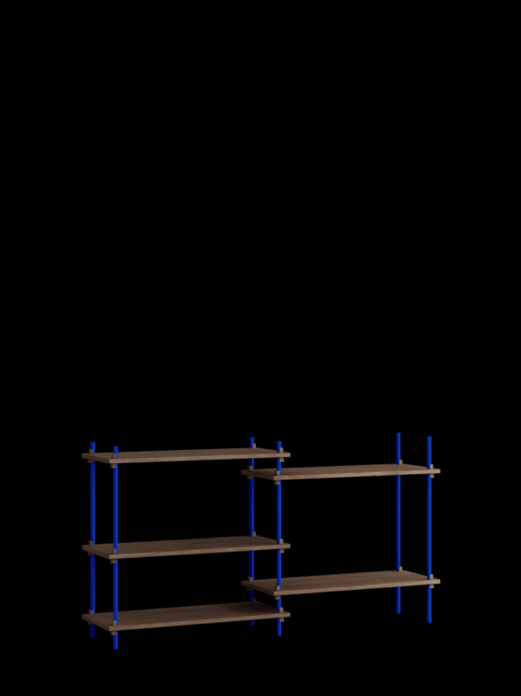 Customizable Moebe Shelving System in Smoked Oak & Deep Blue - 85cm High