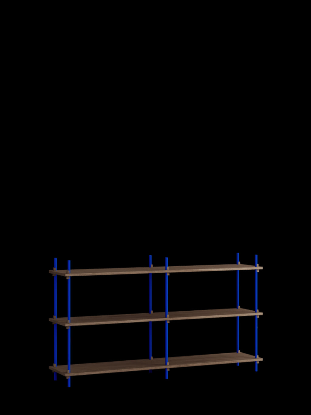 Customizable Moebe Shelving System in Smoked Oak & Deep Blue - 85cm High