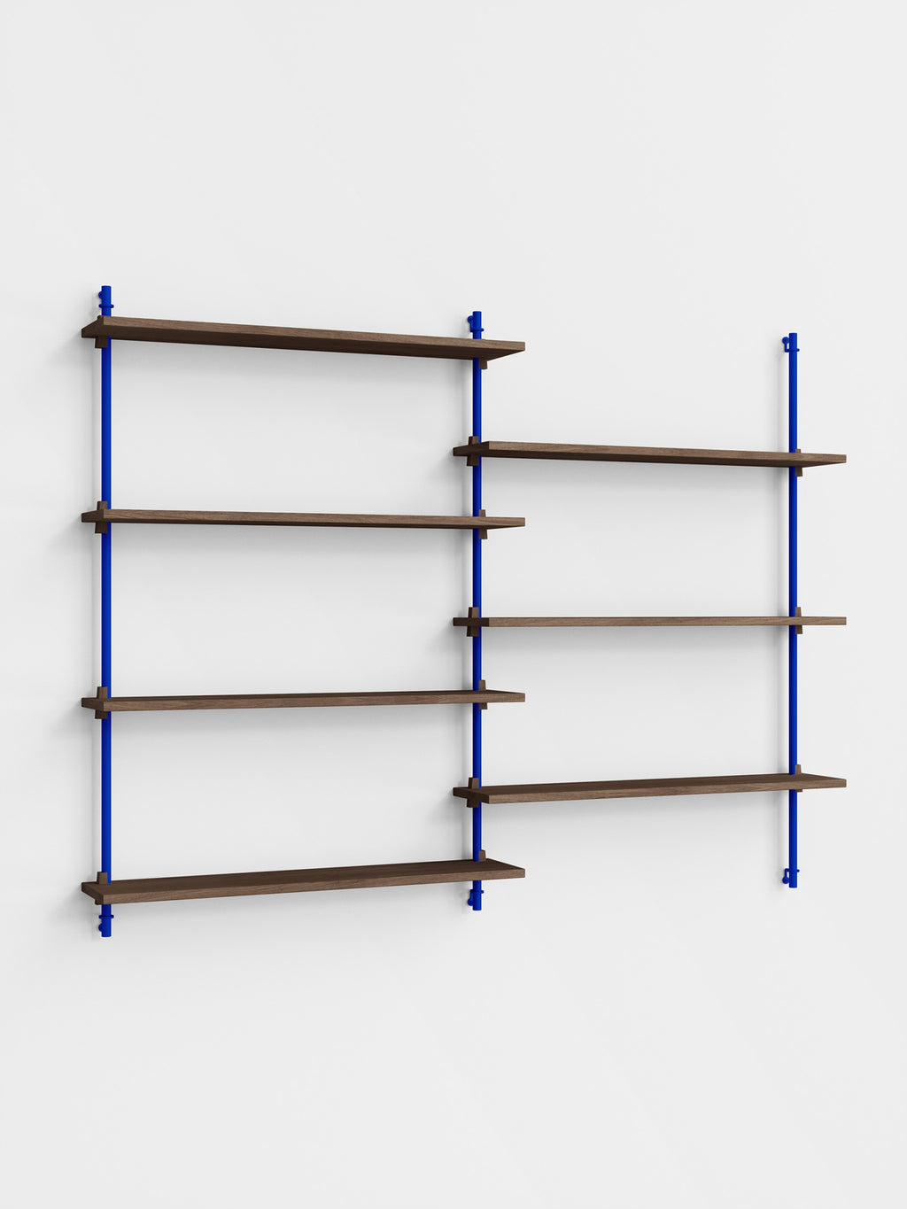 Moebe Wall Shelving WS.115.2: Smoked Oak & Deep Blue for Any Room