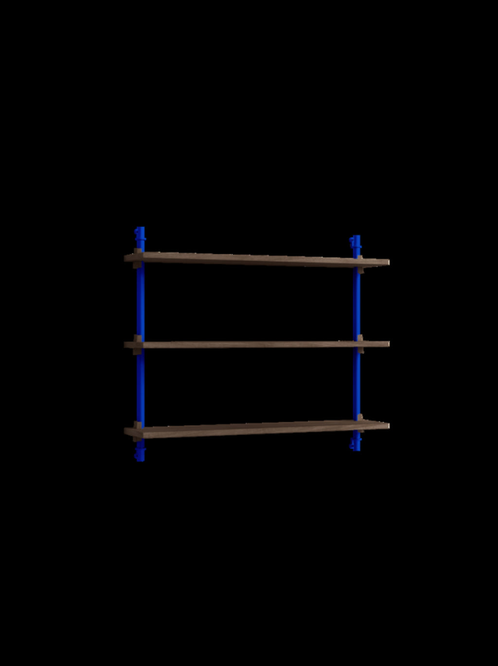 Smoked Oak & Deep Blue Wall Shelving - Adjustable Moebe WS.65.1 Unit