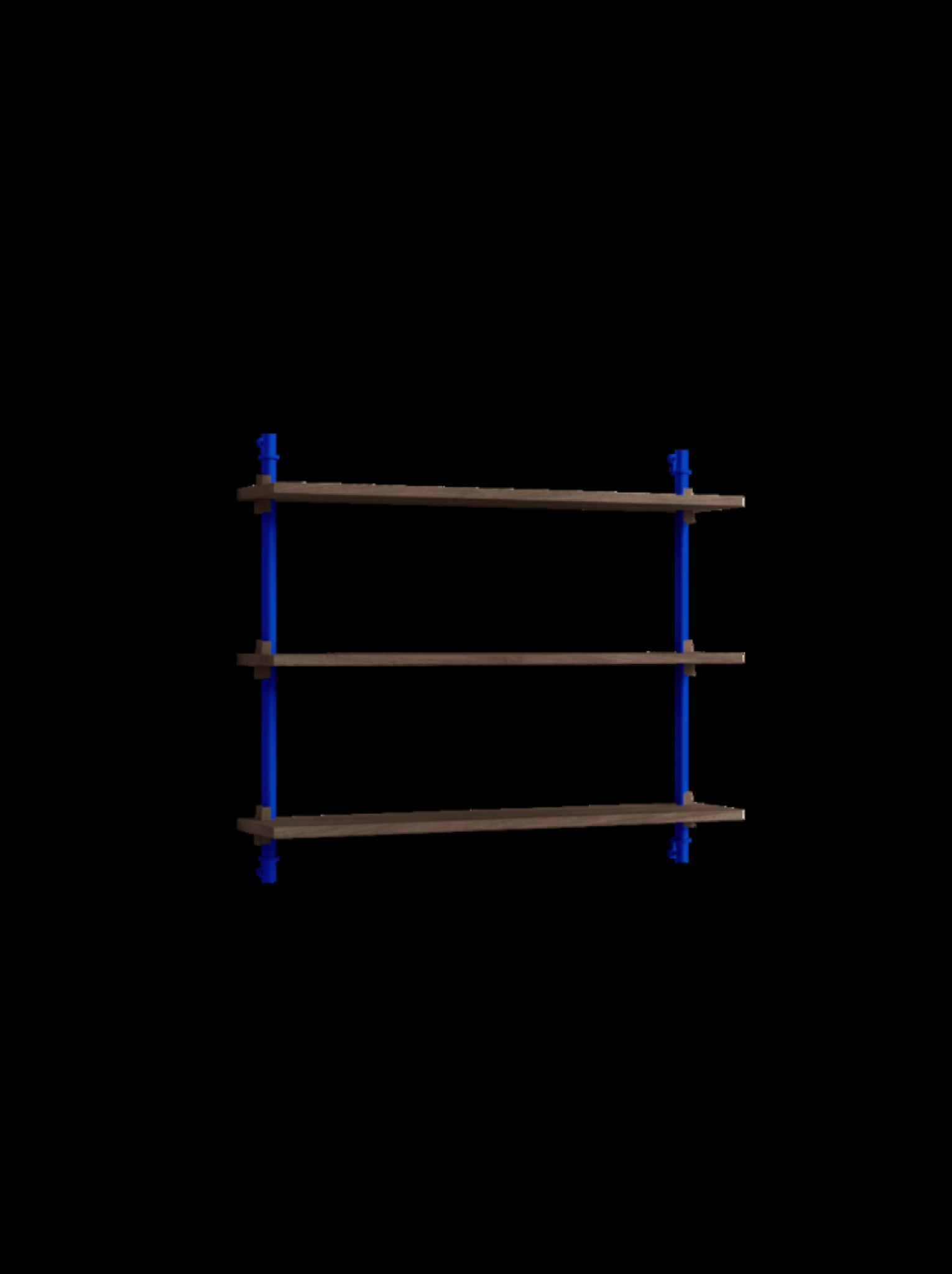 Smoked Oak & Deep Blue Wall Shelving - Adjustable Moebe WS.65.1 Unit