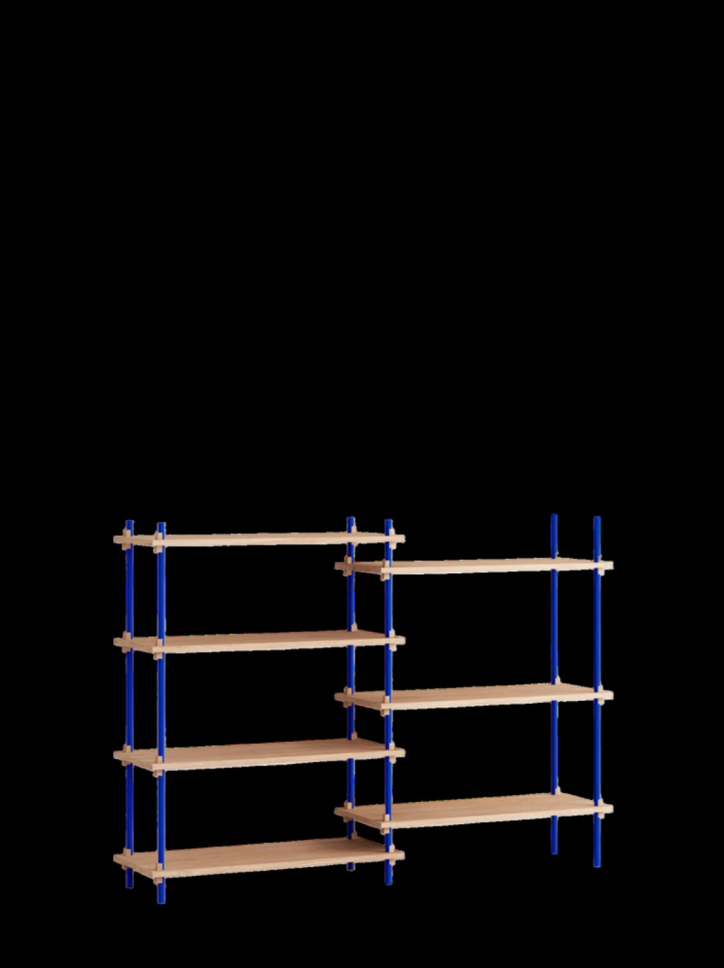 Customizable Moebe Shelving System in Oak & Deep Blue - Versatile Design