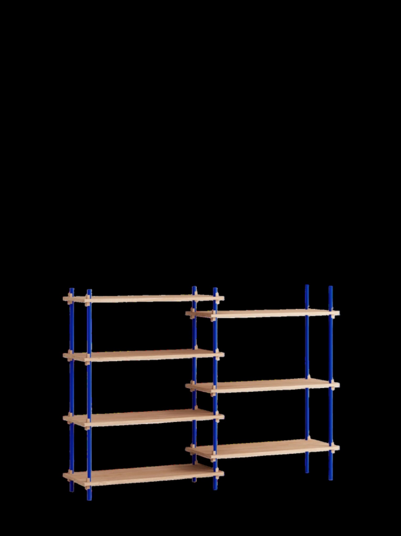 Customizable Moebe Shelving System in Oak & Deep Blue - Versatile Design