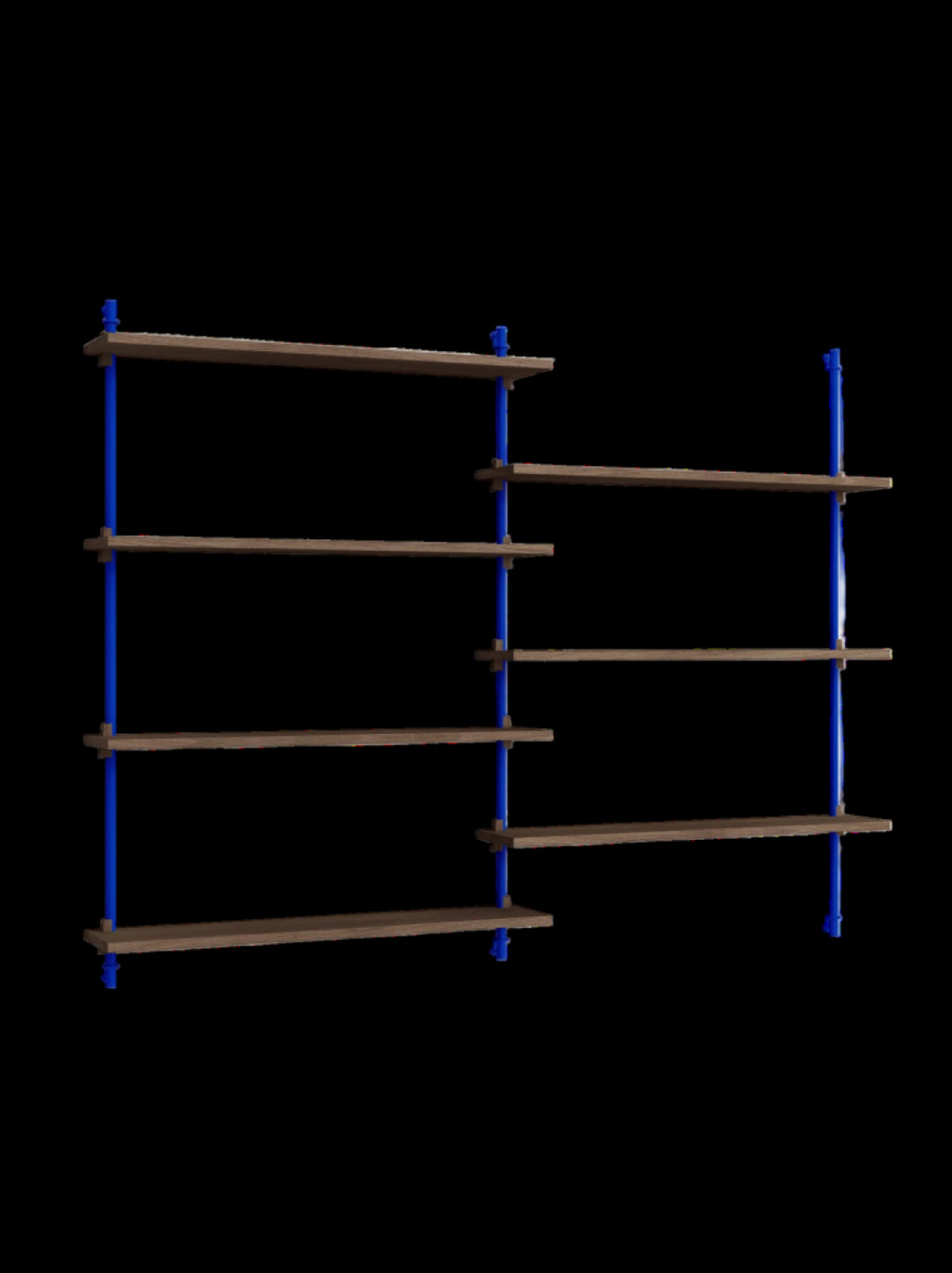 Moebe Wall Shelving WS.115.2: Smoked Oak & Deep Blue for Any Room