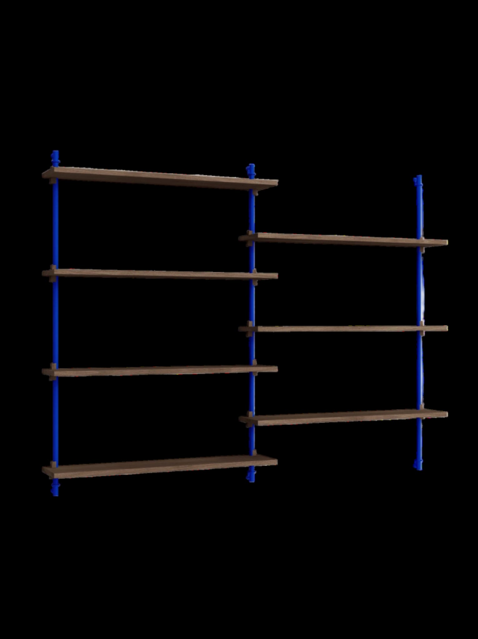 Moebe Wall Shelving WS.115.2: Smoked Oak & Deep Blue for Any Room