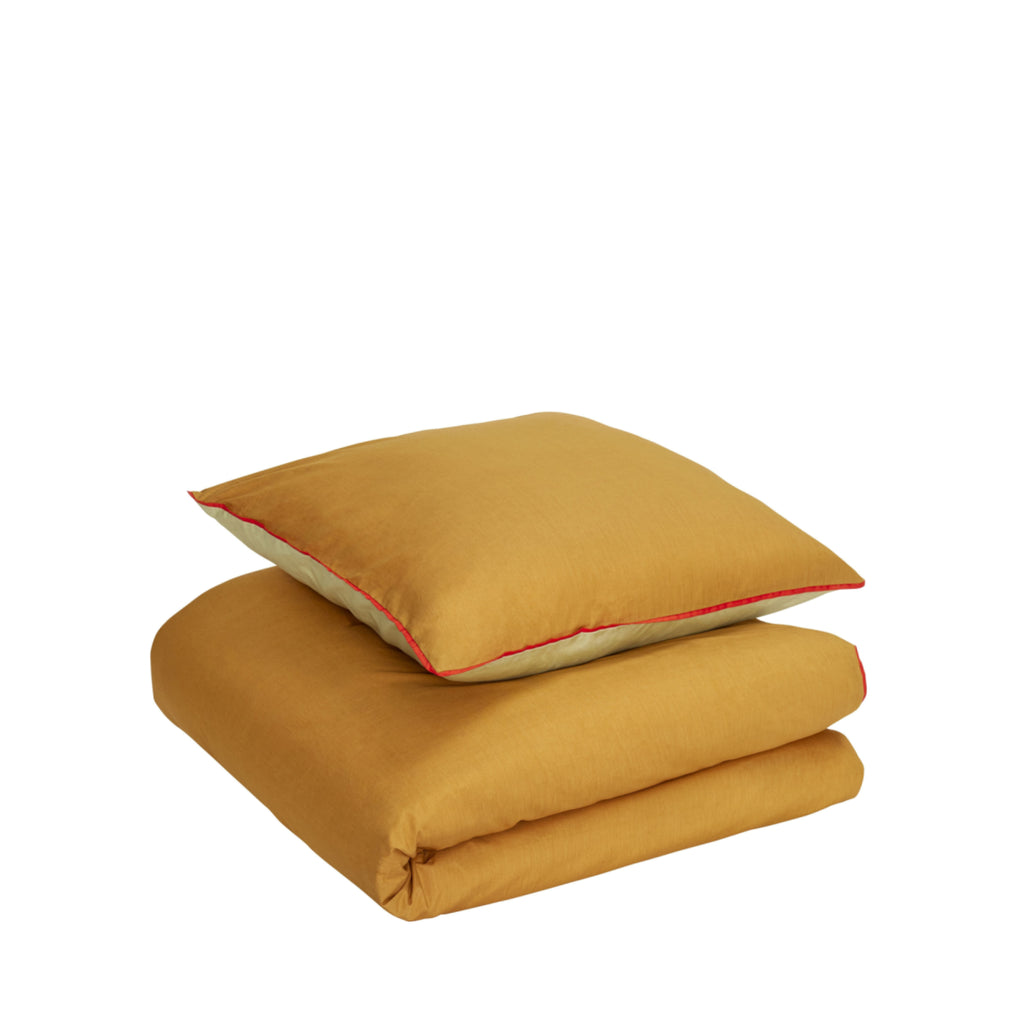 Hübsch Aki Reversible Bed Linen Set 60/200 in Orange and Green