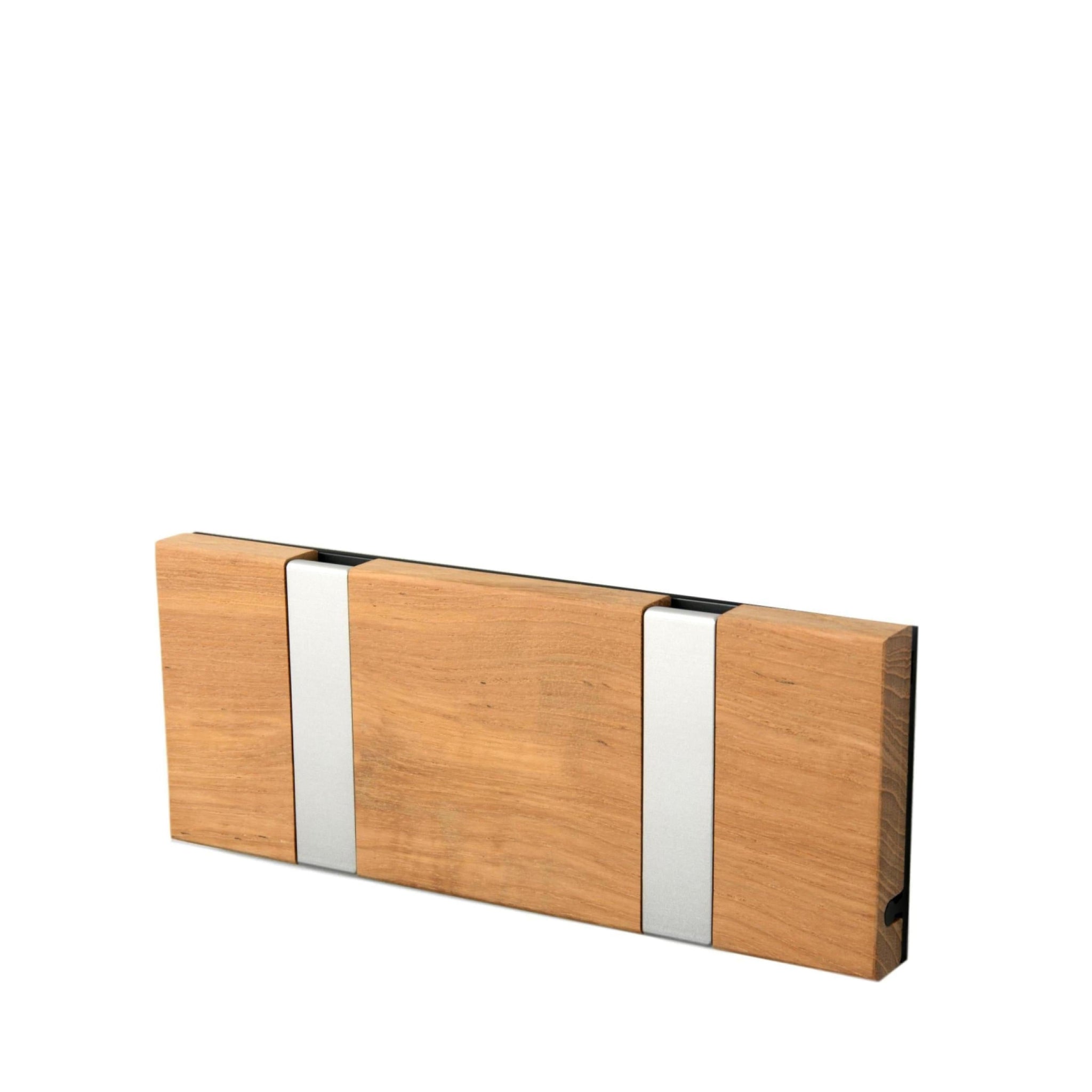 LOCA Knax horizontal Coat Rack 2 hooks, teak untreated/grey