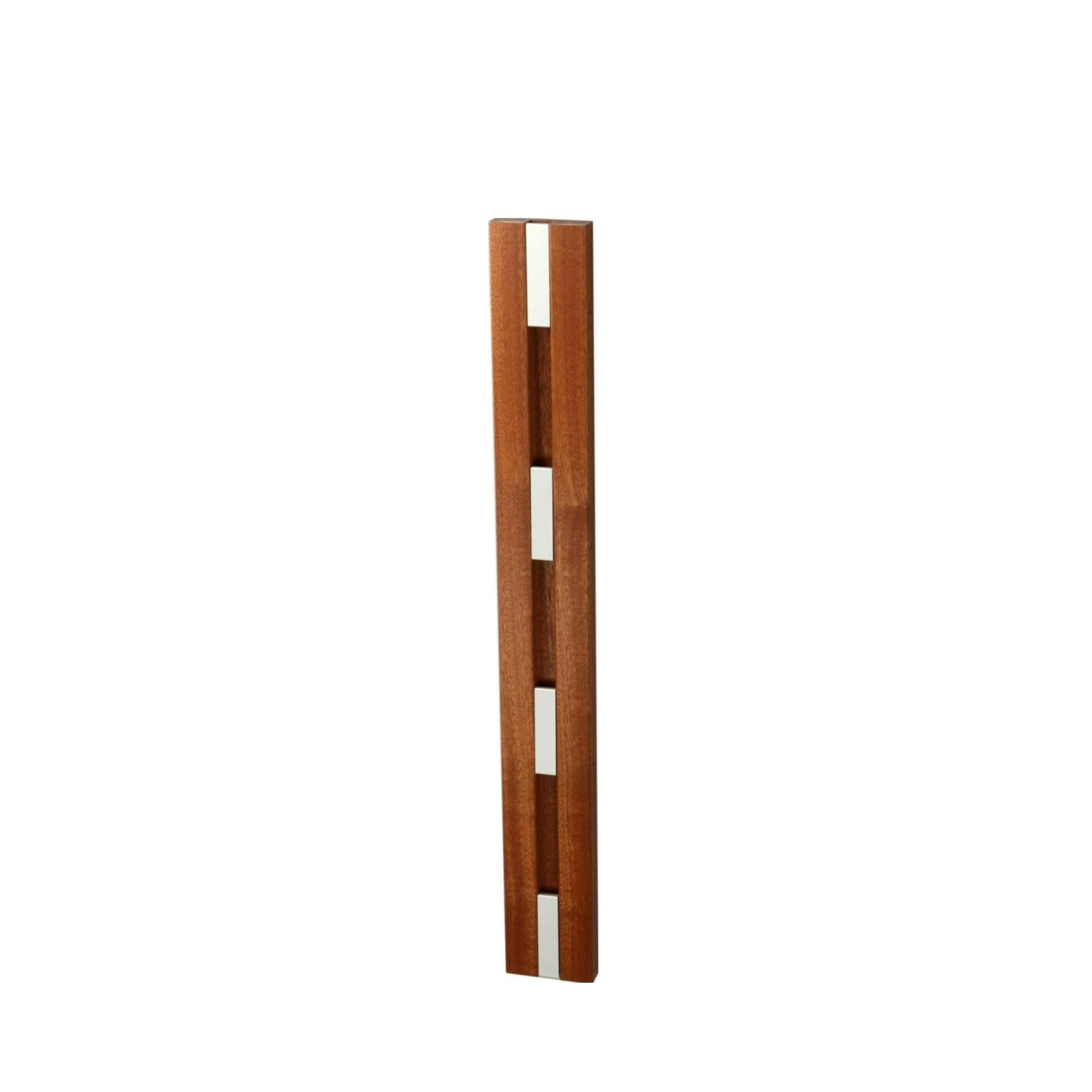 LOCA Knax Vertical Coat Rack in Mahogany Lacquered with Grey Hooks, 4 Hooks