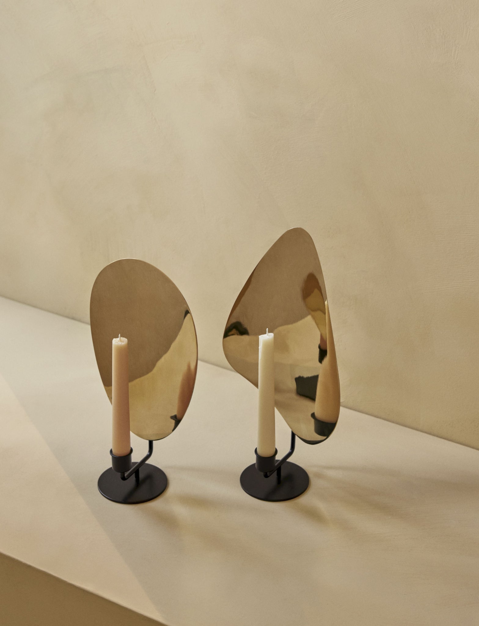 Audo Copenhagen Flambeau table candle holder 30 cm, bronzed brass/grey