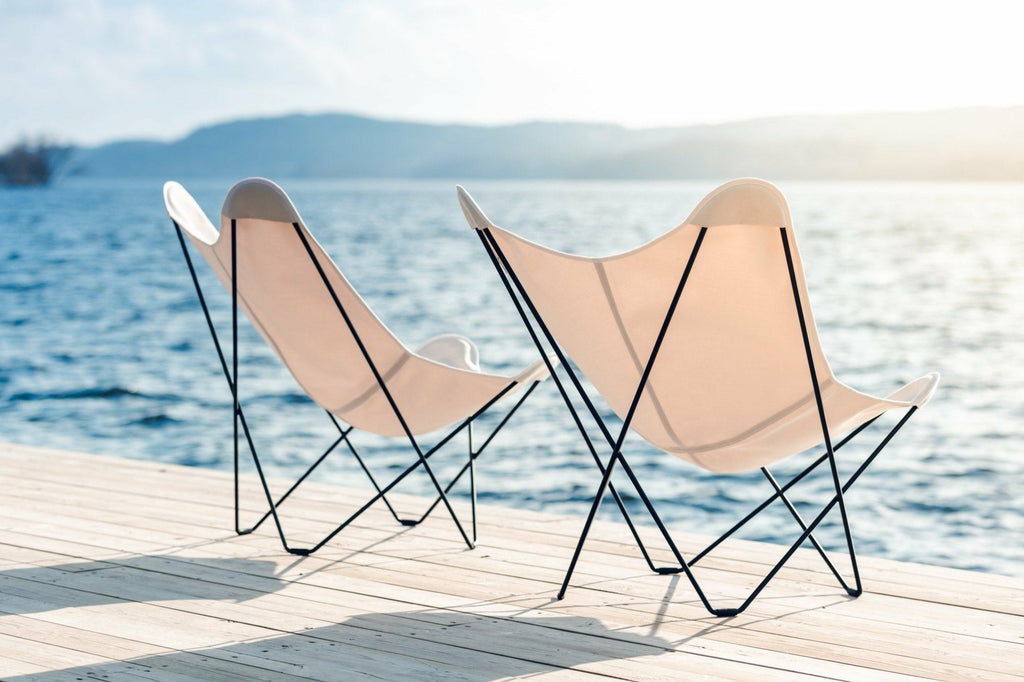 Cuero Sunshine Mariposa Butterfly Chair, Oyster/Grey Outdoor Frame