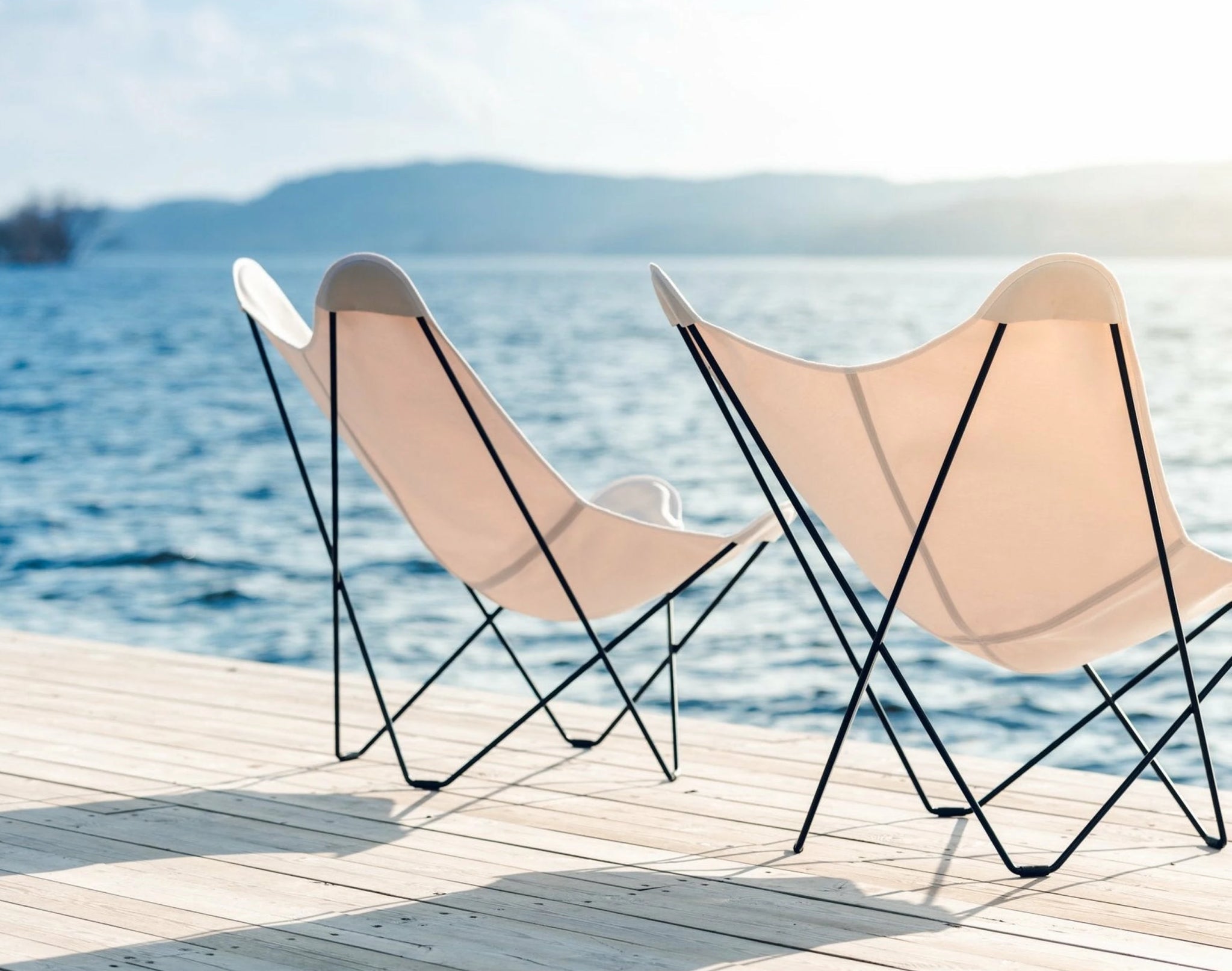 Cuero Sunshine Mariposa Butterfly Chair, Oyster/Grey Outdoor Frame