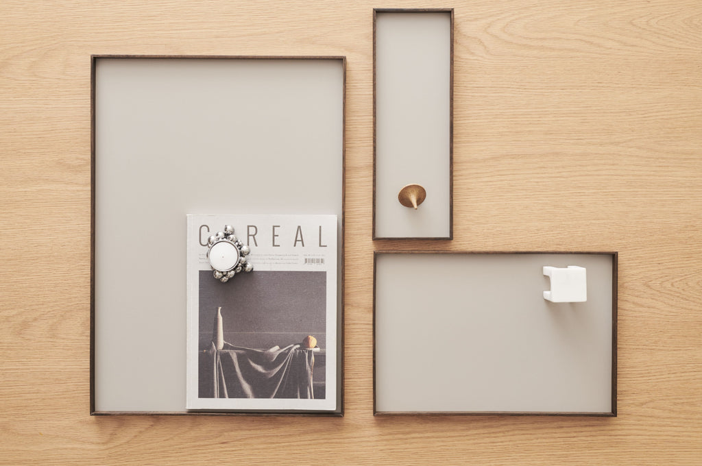 Gejst Frame Tray Small Smoked Oak/grey - Oak & Aluminum Decor Organizer