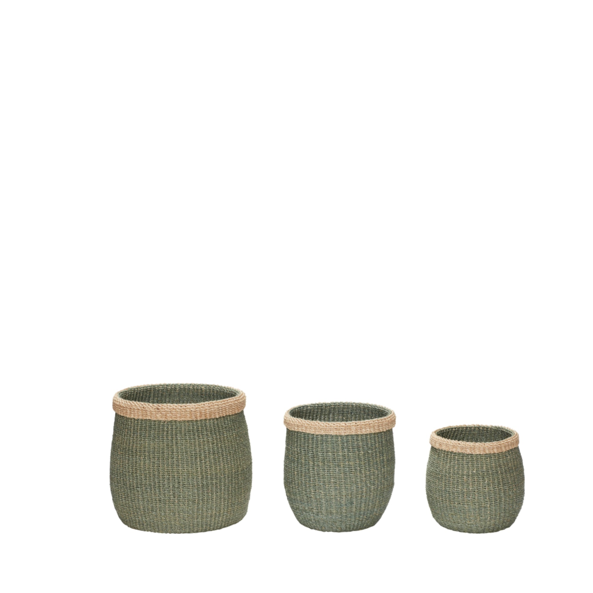 Hübsch Moss Baskets Set of 3 - Stylish Green/Natural Abaca Storage Solution