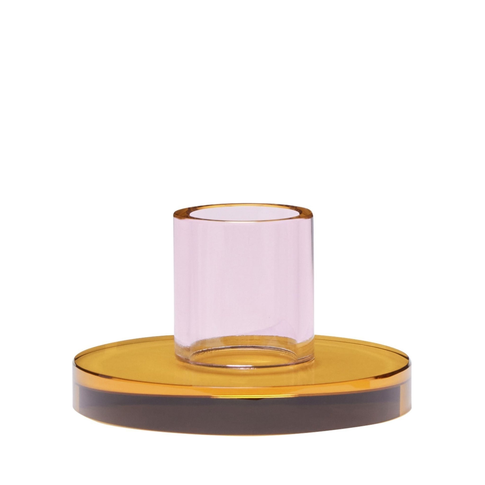 Hübsch Astra Small Candle Holder in Pink and Orange Crystal Glass