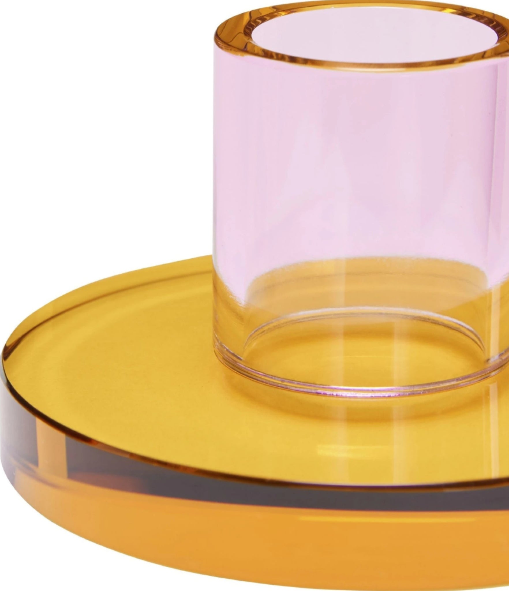 Hübsch Astra Small Candle Holder in Pink and Orange Crystal Glass