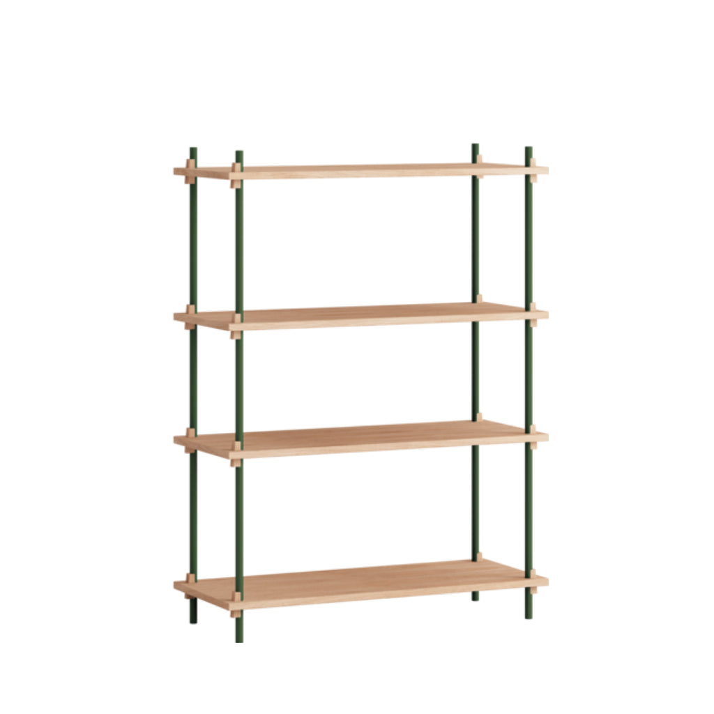 Moebe Shelving System S.115.1.A: Oak & Pine Green Minimalist Design