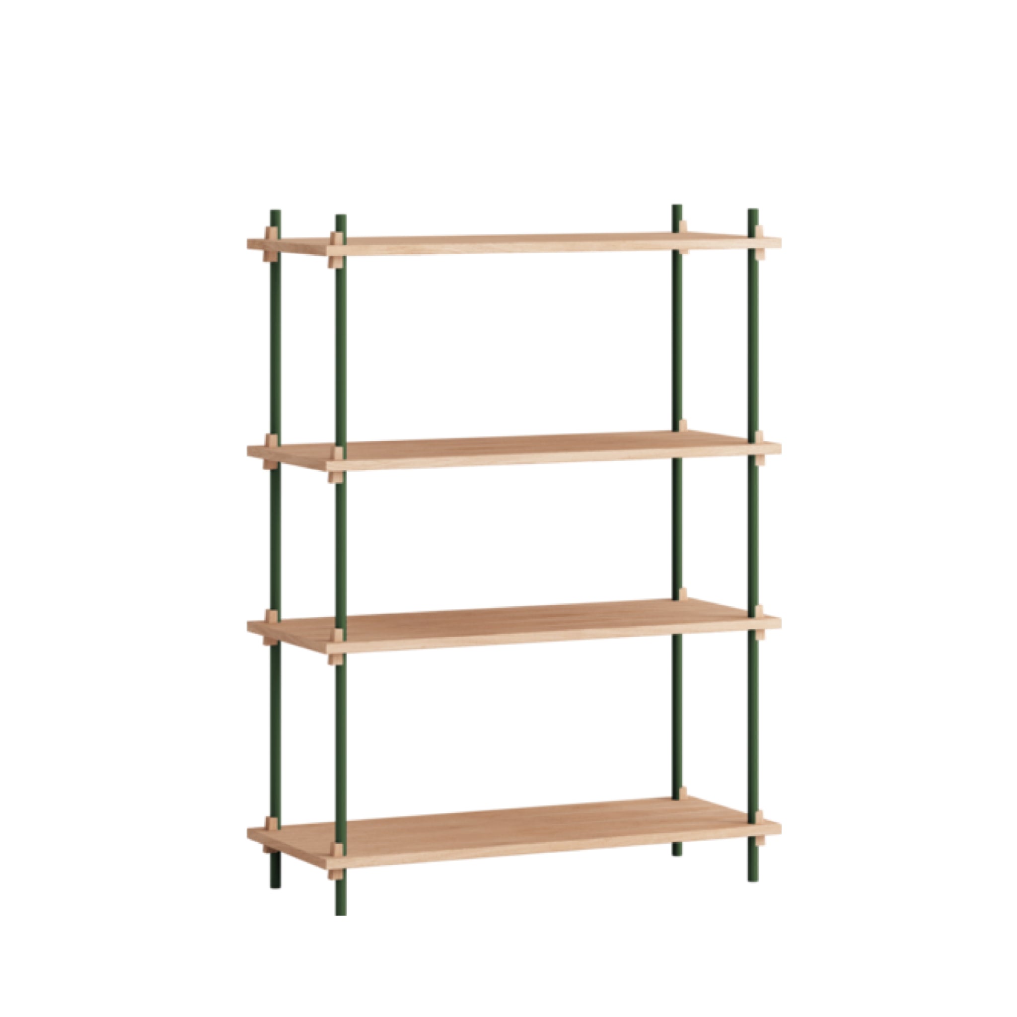 Moebe Shelving System S.115.1.A: Oak & Pine Green Minimalist Design
