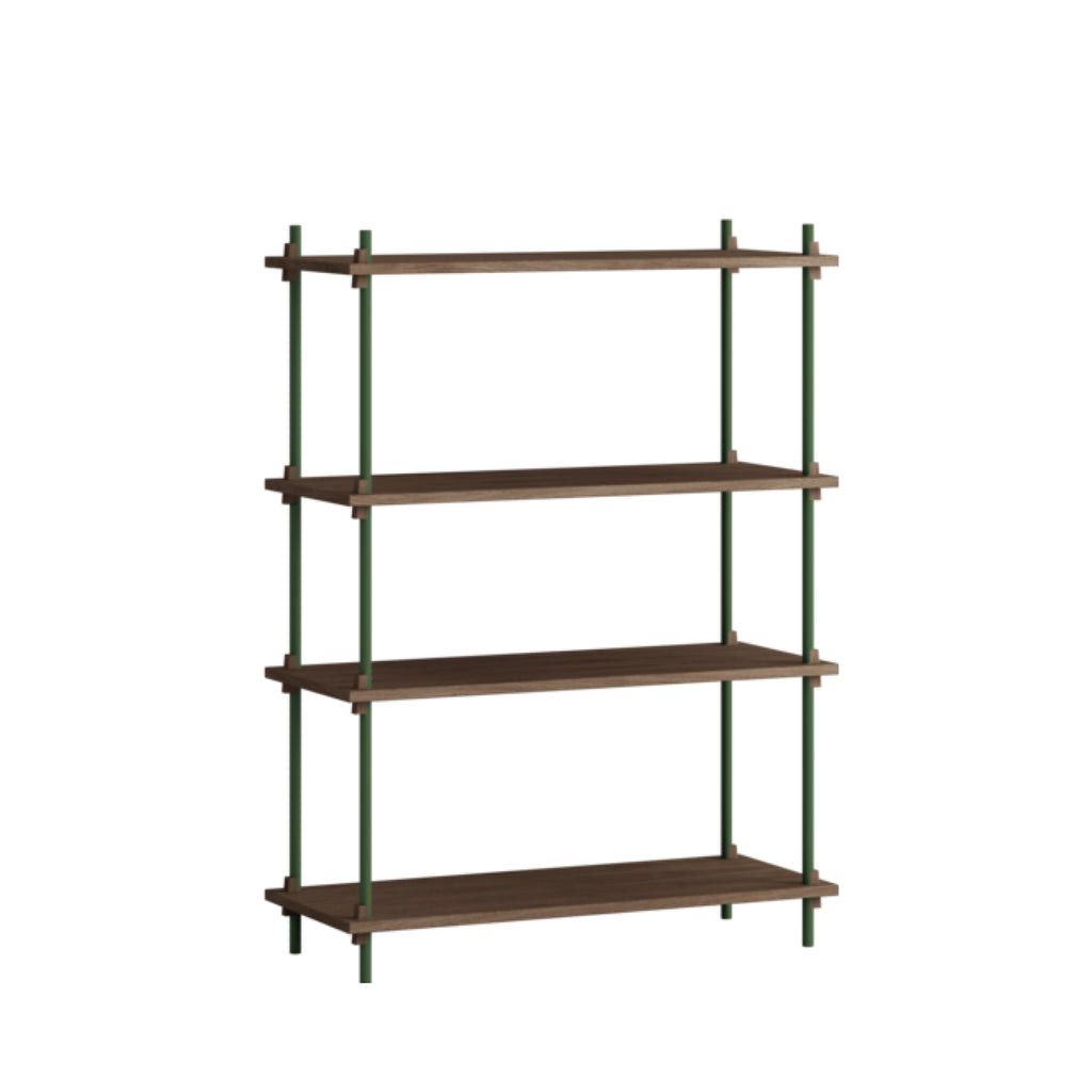 Customizable Moebe Shelving System in Smoked Oak & Pine Green - 115cm