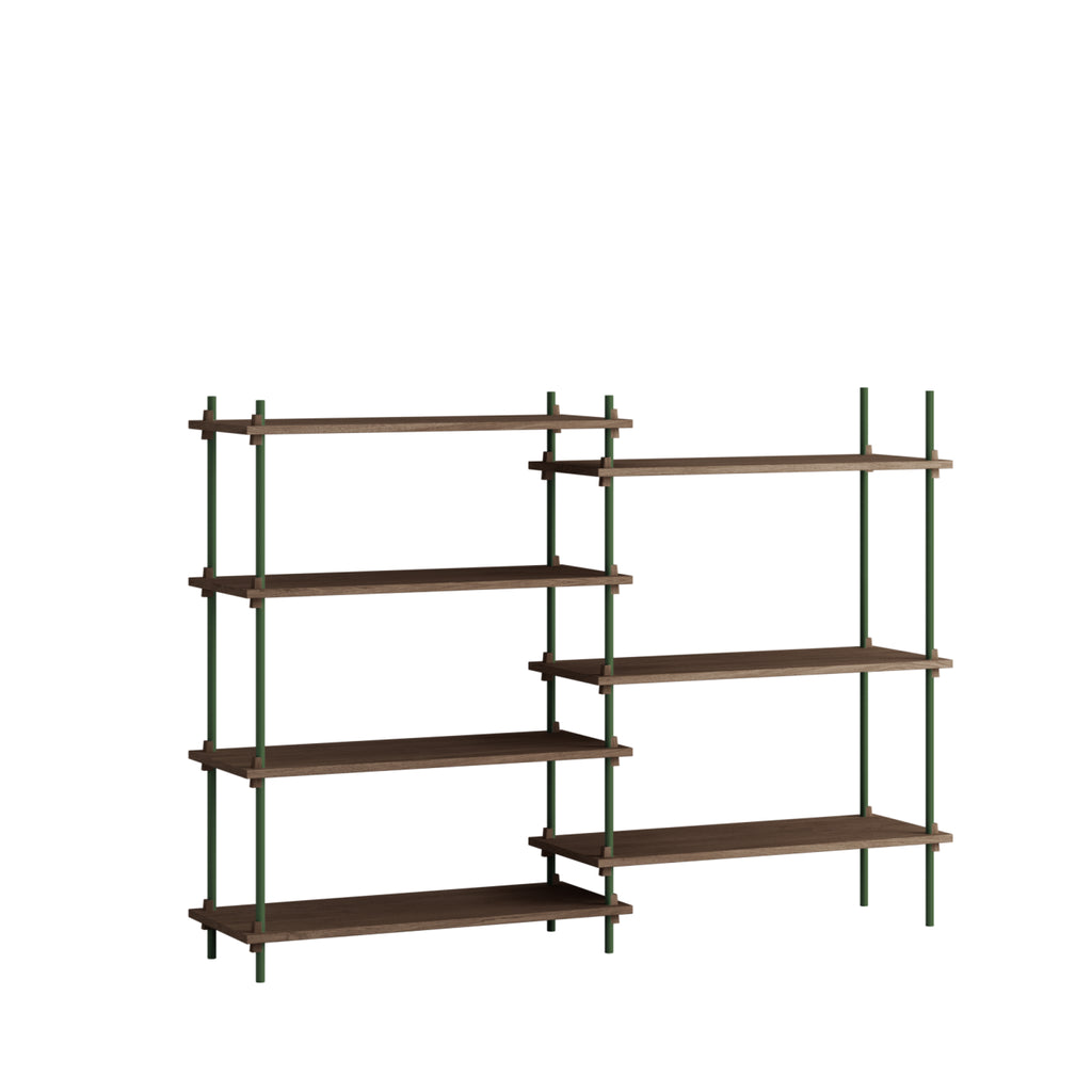 Customizable Moebe Shelving System in Smoked Oak & Pine Green - 115cm Height