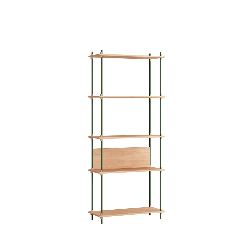 Customizable Moebe Shelving System in Oak & Pine Green - 200cm Height