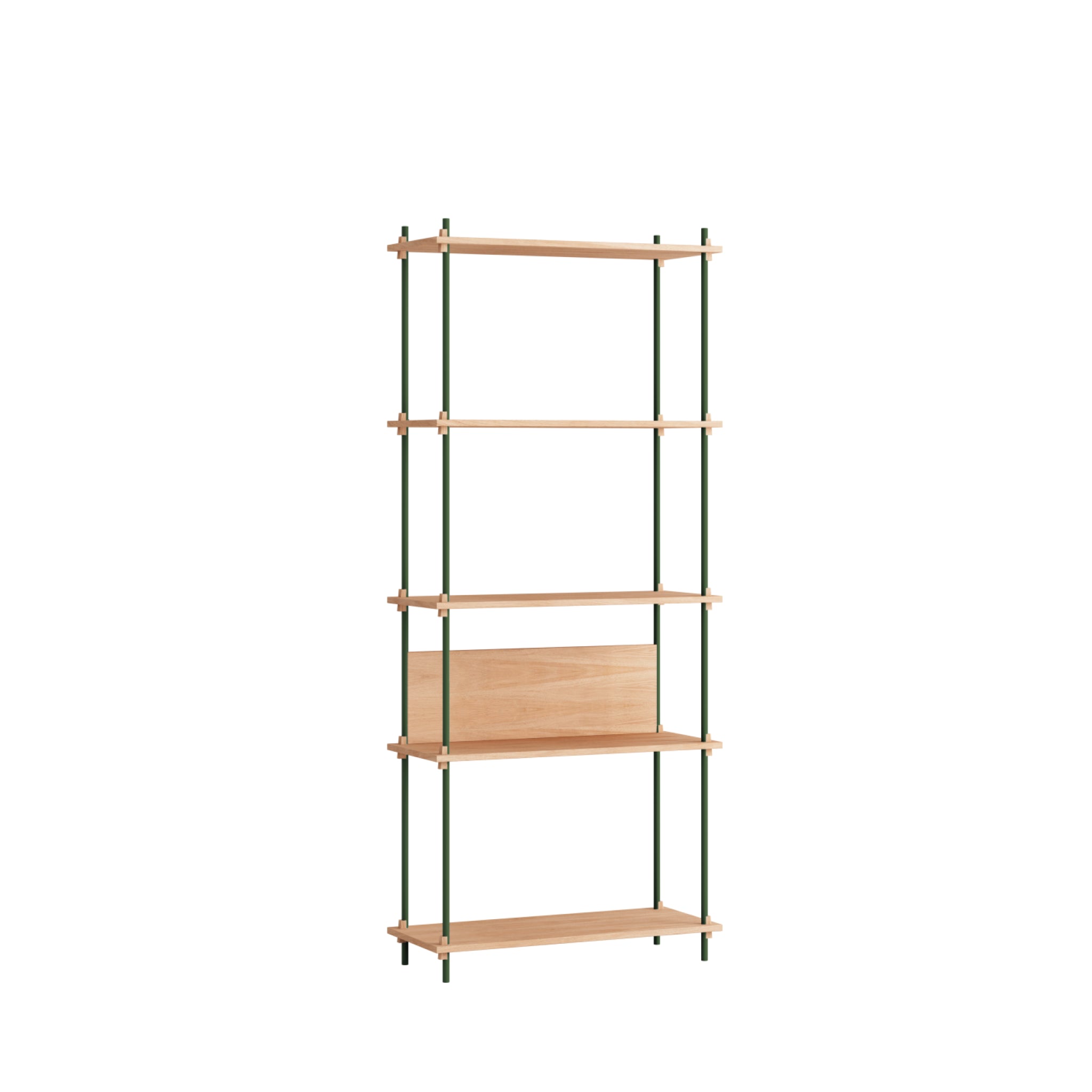 Customizable Moebe Shelving System in Oak & Pine Green - 200cm Height
