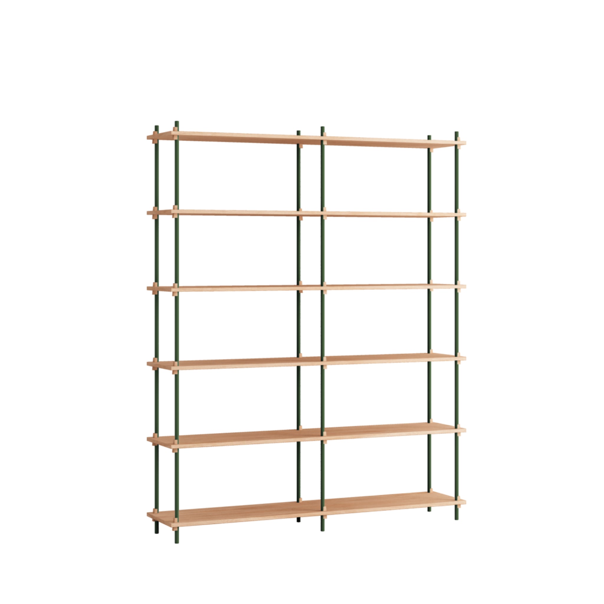 Customizable Moebe Shelving System in Oak & Pine Green - 200cm Height