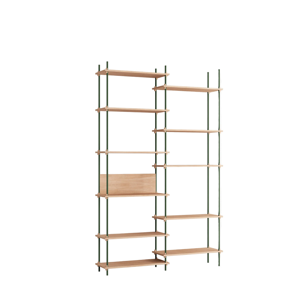 Customizable Moebe Shelving System in Oak & Pine Green - 255cm Height