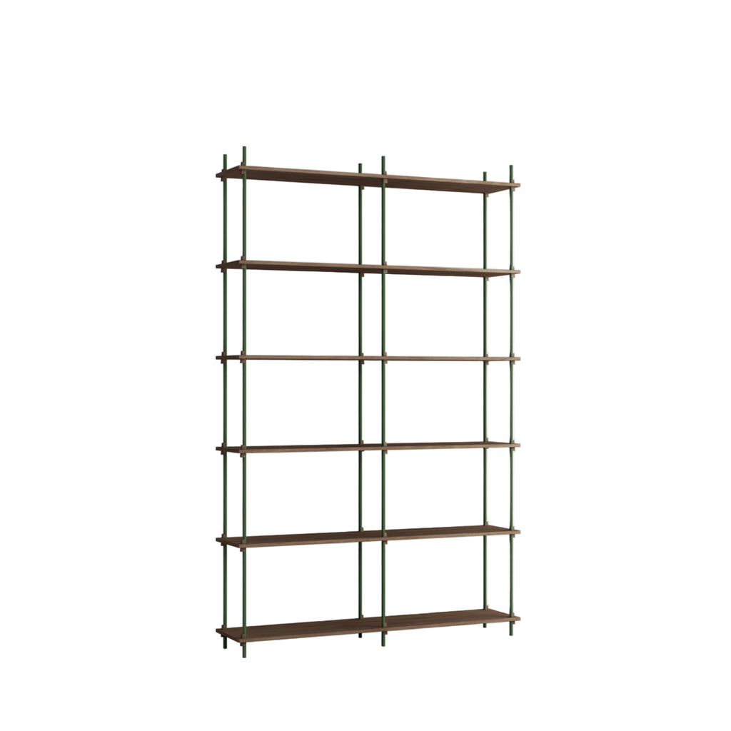 Customizable Moebe Shelving System in Smoked Oak & Pine Green - 255cm
