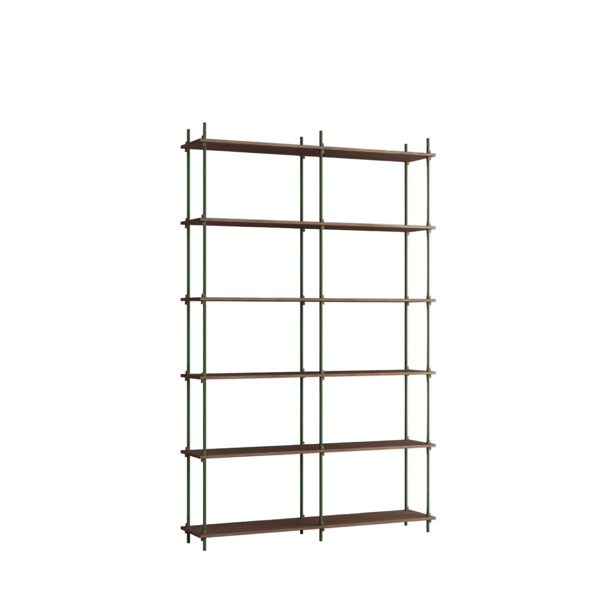 Customizable Moebe Shelving System in Smoked Oak & Pine Green - 255cm
