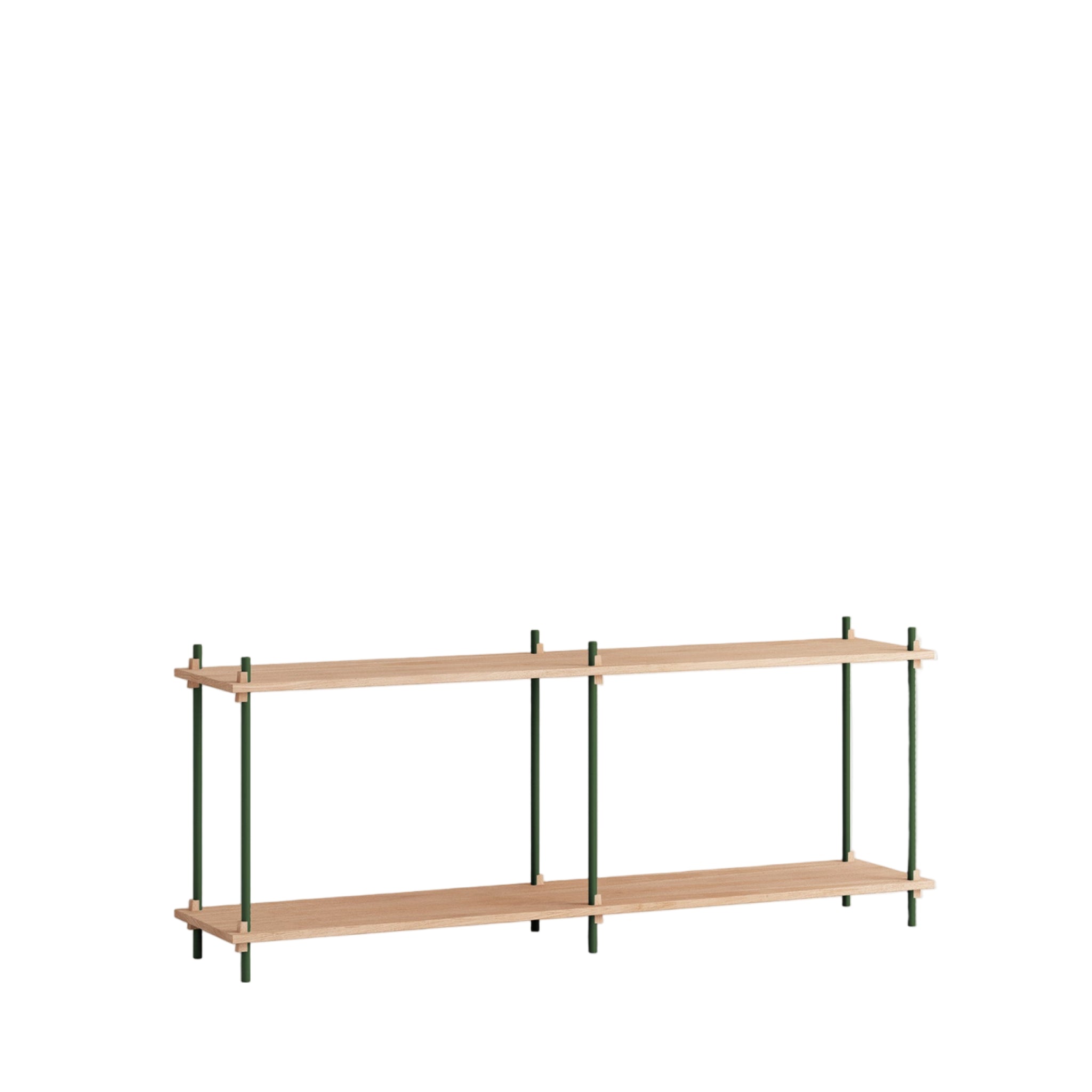 Customizable Moebe Shelving System in Oak & Pine Green - Versatile Design