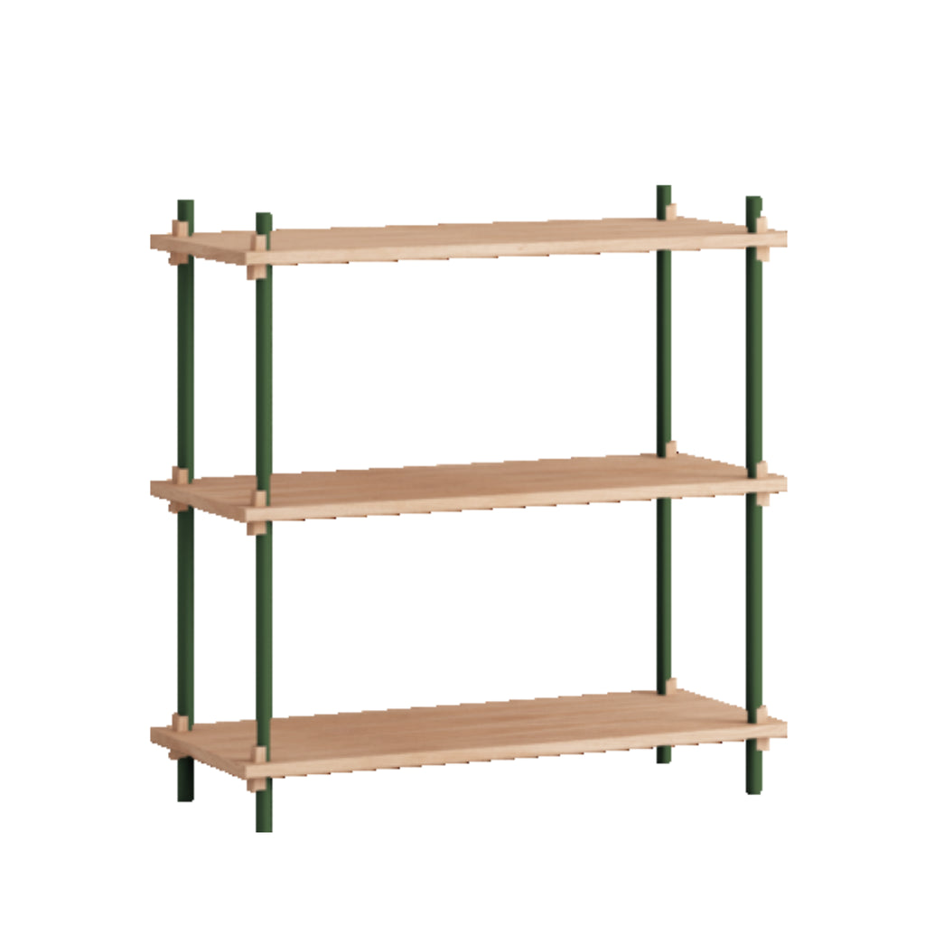 Customizable Moebe Shelving System in Oak & Pine Green - Versatile Design