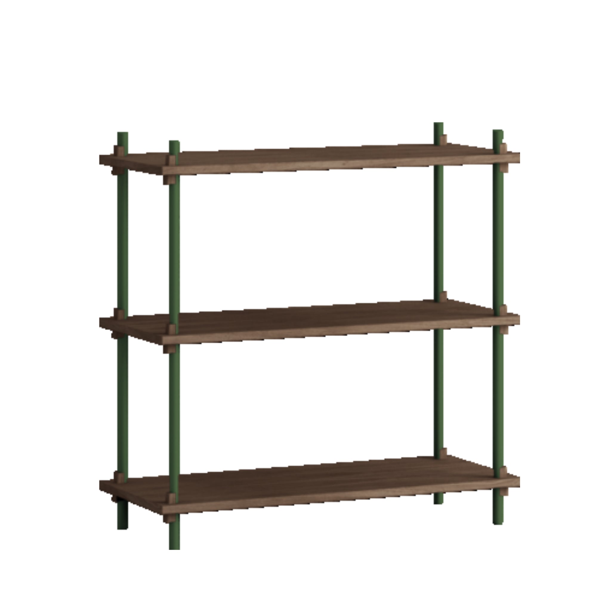 Customizable Moebe Shelving System in Smoked Oak & Pine Green - 85cm High